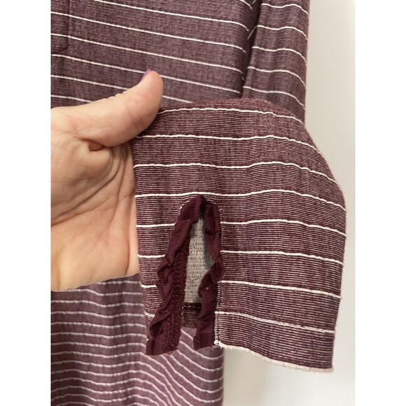 Talbots Woman 2x Maroon Strip Tunic Top Plus Size Modern Modest Cottagecore - Picture 3 of 7